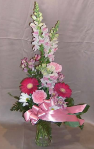 ableside Vase with Snapdragons, Gerbera Daisy, Alstroemeria, Carnations and Daisies