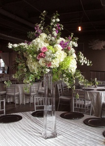 Lighthouse Vase with Hydrangea, Roses, Stock, and Mixed Greens