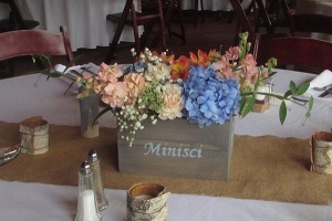 Wooden Box Centerpiece with Mixed Floral
