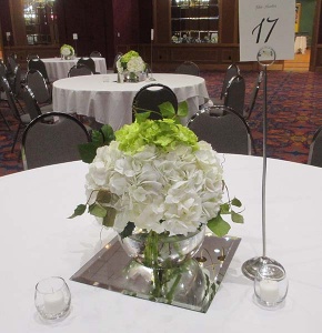 Green and White Hydrangea Centerpiece 