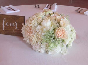 Ivory Garden Rose and White Peony Centerpiece 