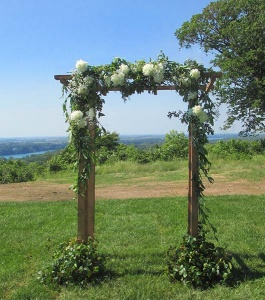 Arbor with White Peony and Mixed Greens