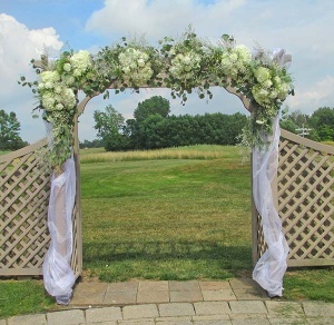 White Hydrangea and Carnation Arch