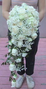White Rose and Hydrangea Bouquet with Babies Breath