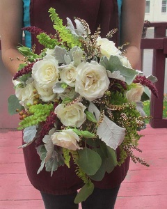 White Rose and Mixed Green Bouquet 