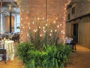 Birch Branch and Greenery Display with Hanging Candles 