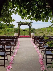 Isle with Rose Petals and Floral Arch