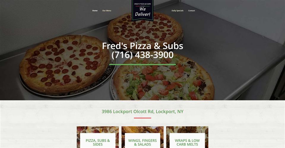 Fred's Pendleton Pizza website preview