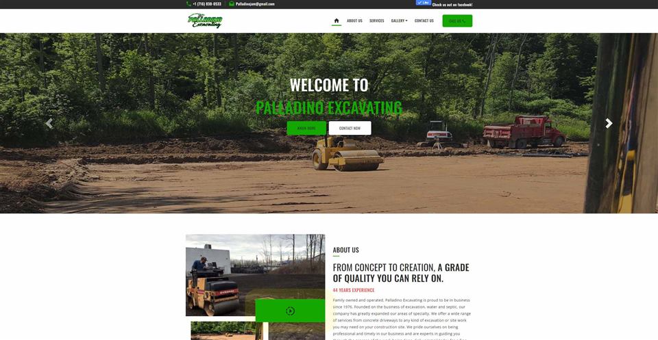 Palladino Excavating website preview